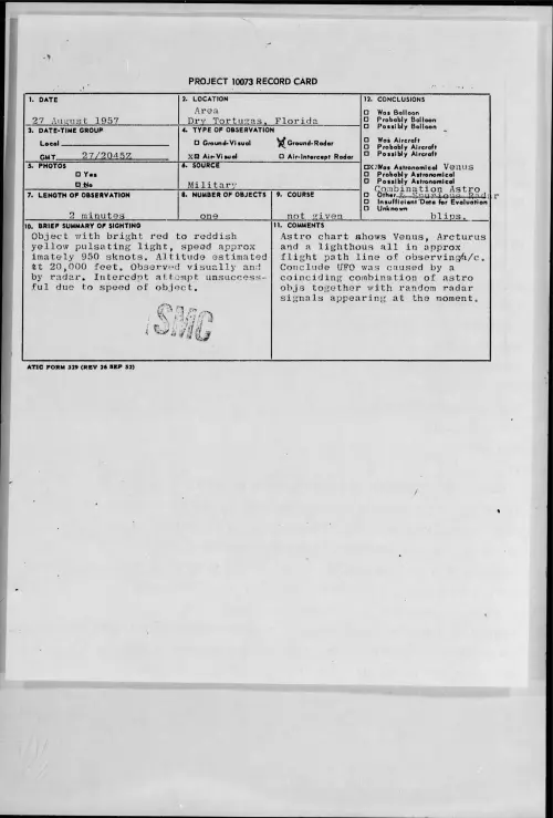 First page of 1957.08 - 6969355 - Area Dry Tortugas, Florida