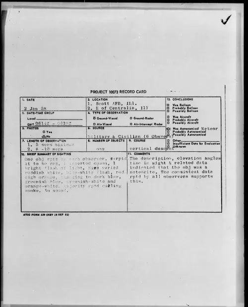 First page of 1958.01 - 6971718 - Scott AFB, Ill