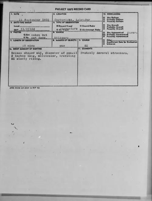 First page of 1958.09 - 8868809 - Cartwright, Labrador