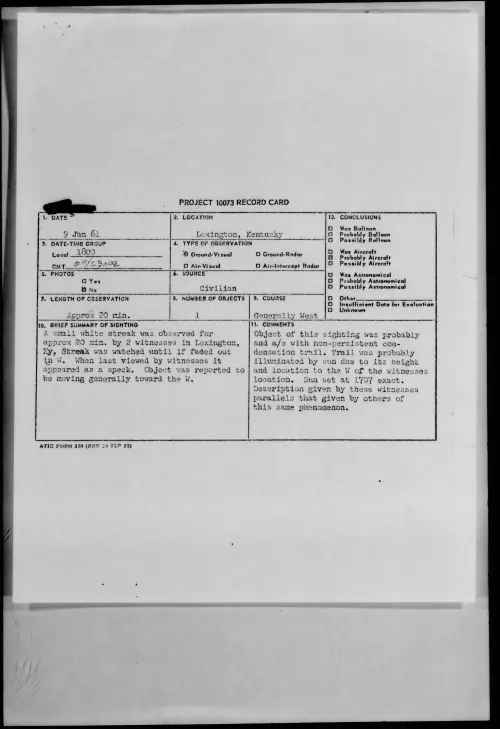 First page of 1961.01 - 8616545 - Lexington, Kentucky