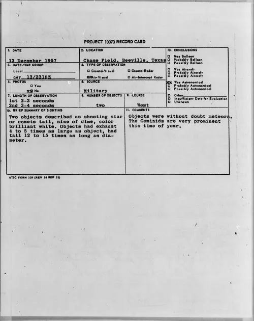 First page of 1957.12 - 6970536 - Chase Field, Beeville, Texas