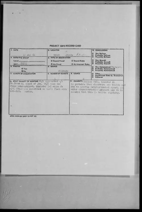 First page of 1961.07 - 8293326 - 3930N 12558W PACIFIC