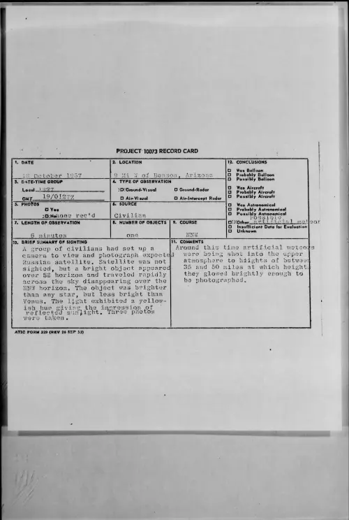 First page of 1957.10 - 6972791 - 9 Mi W of Benson, Arizona