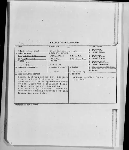 First page of 1958.10 - 7201675 - N Of Baltimore, Md