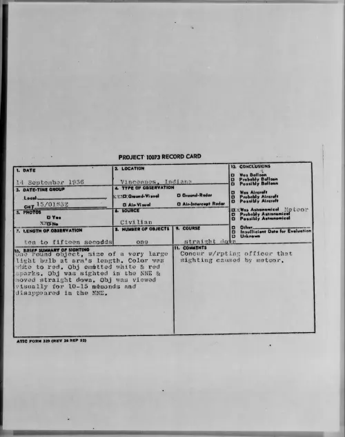 First page of 1956.09 - 7070917 - Vincennes, Indiana