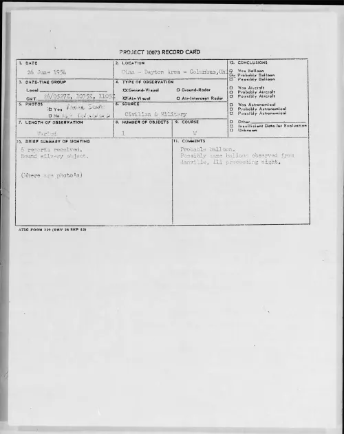 First page of 1954.06 - 8714261 - Cinn - Dayton Area- Columbus, Ohio