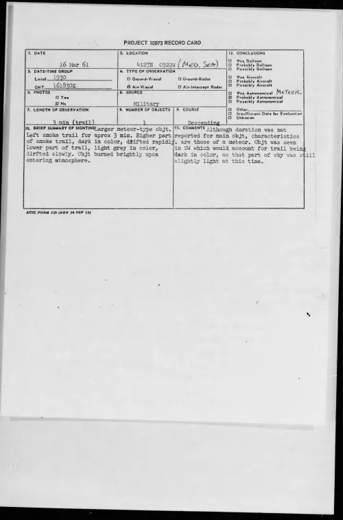 First page of 1961.03 - 8672289 - 4127N 0522W (MED. SEA)