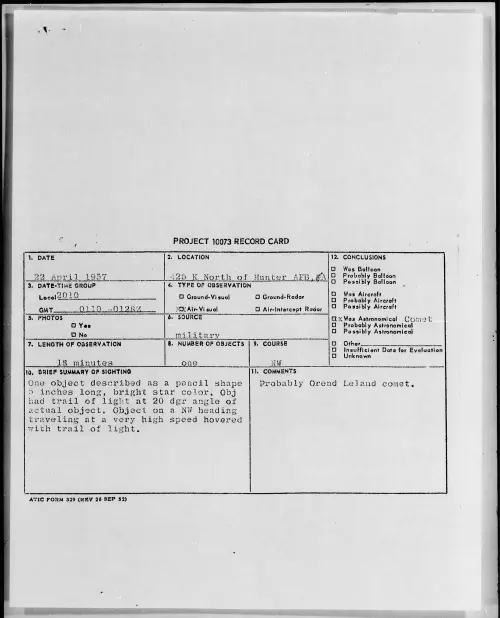 First page of 1957.04 - 6789290 - 425 K North of Hunter AFB, PA