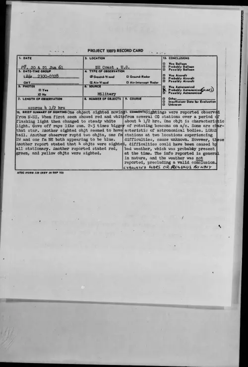 First page of 1961.01 - 8629114 - NE Coast, U.S
