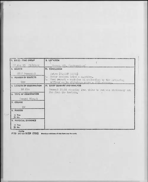 First page of 1953.01 - 9544564 - Harmon AFB, Newfoundland