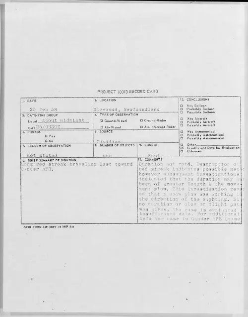 First page of 1958.02 - 6961670 - Glenwood, Newfoundland