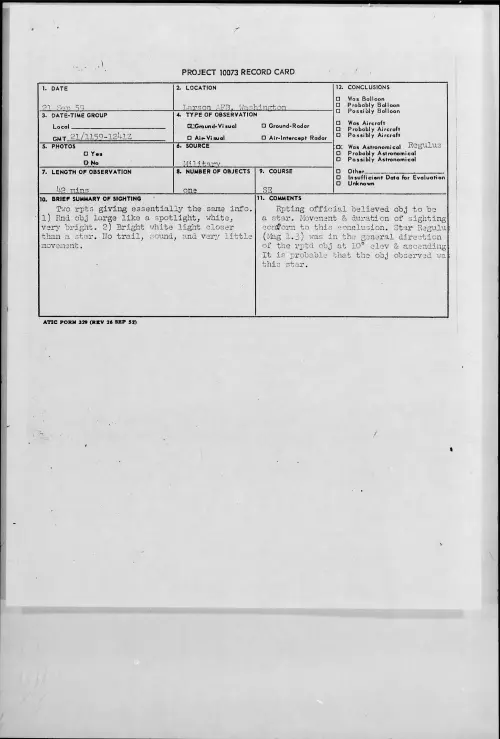 First page of 1959.09 - 8410477 - Larson AFB, Washington