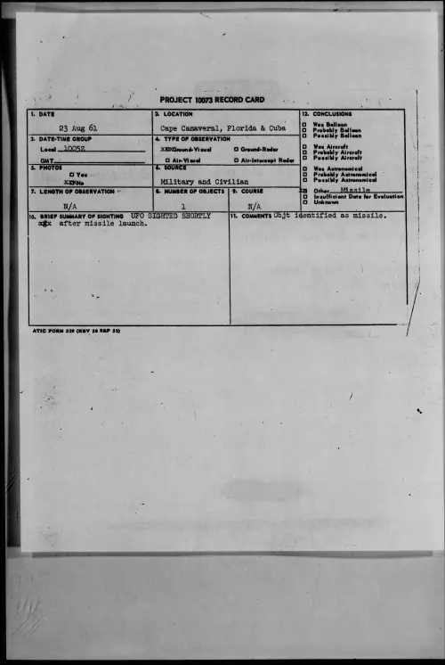 First page of 1961.08 - 8299913 - Cape Canaveral, Florida and Cuba