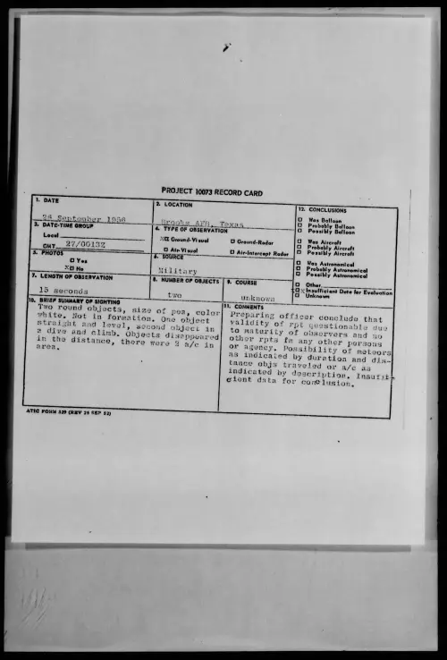 First page of 1956.09 - 7071269 - Brooks AFB, Texas