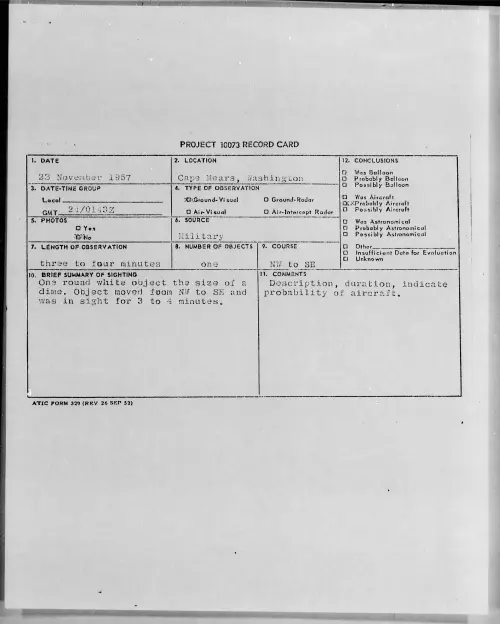 First page of 1957.11 - 6962190 - Cape Mears, Washington
