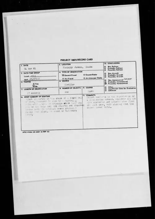 First page of 1961.04 - 8677220 - Vicinity Juneau, Alaska