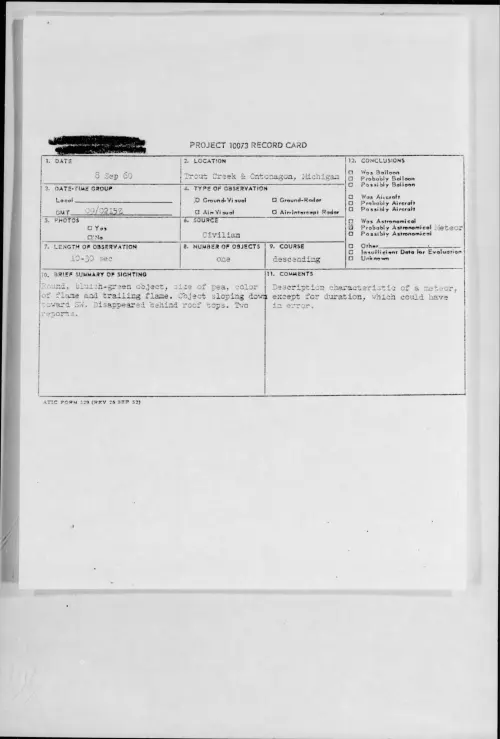 First page of 1960.09 - 8227322 - Trout Creek and Ontonagon, Michigan