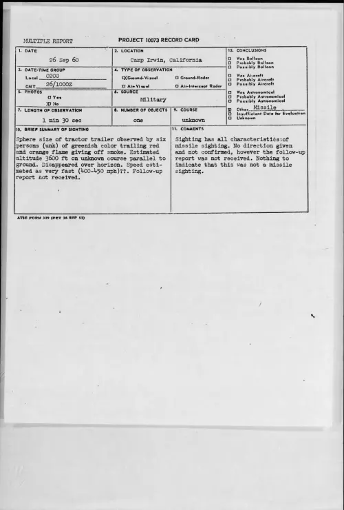 First page of 1960.09 - 8231355 - Camp Irwin, California