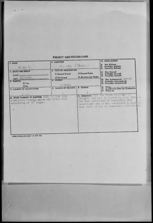 First page of 1961.07 - 8294806 - 26.N 173W (PACIFIC)