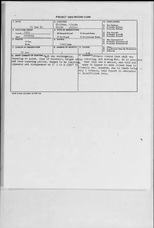 First page of 1961.03 - 8673856 - Gulkana, Alaska 6219N 14521W