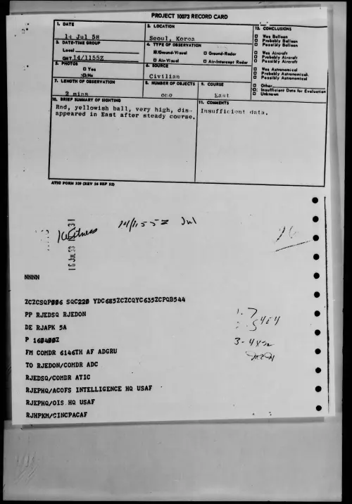 First page of 1958.07 - 8851415 - Seoul, Korea
