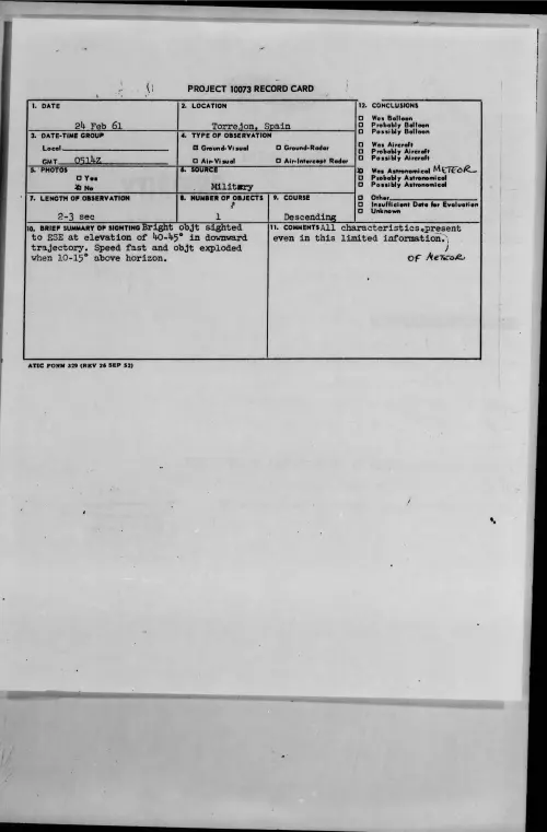 First page of 1961.02 - 8638425 - Torrejon, Spain