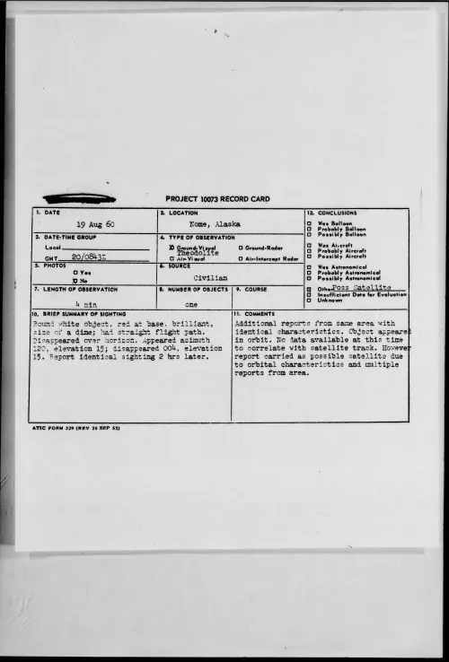 First page of 1960.08 - 7820629 - Nome, Alaska