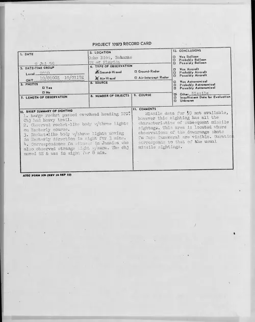 First page of 1959.07 - 8407212 - Ocho Rios, Bahamas SE Of Florida