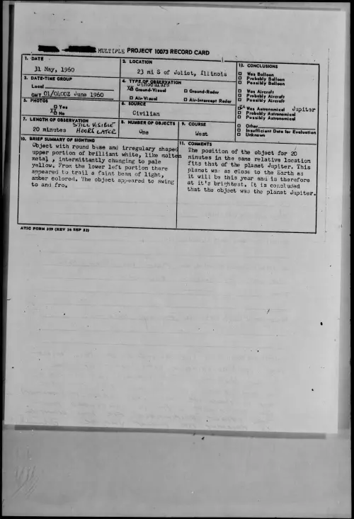 First page of 1960.05 - 7812910 - 23 mi S Of Joliet, Illinois