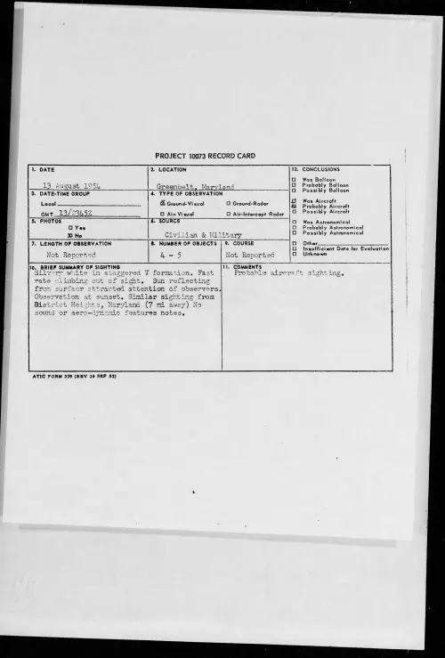 First page of 1954.08 - 8716141 - Greenbelt, Maryland