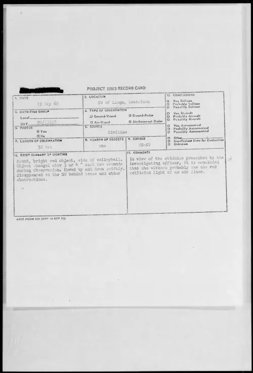 First page of 1960.09 - 8229835 - NW of Lioga, Louisiana