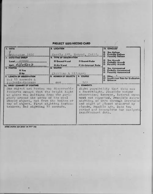First page of 1956.10 - 7071690 - Castle AFT, Merced, Calif