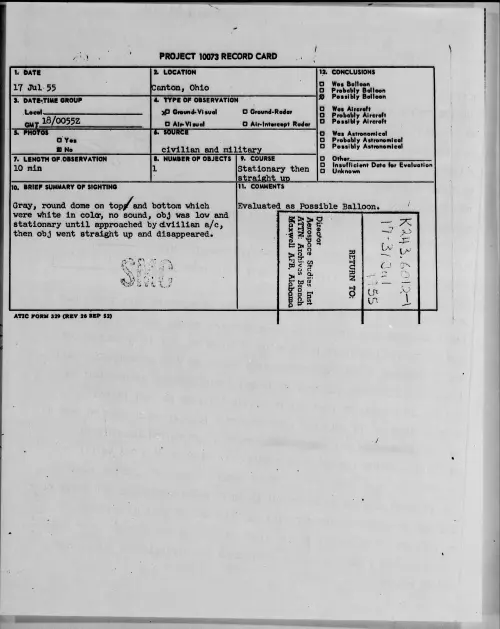 First page of 1955.07 - 6970079 - Canton, Ohio