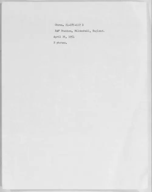 First page of 1954.04 - 6982302 - RAF Station, Mildenhall, England