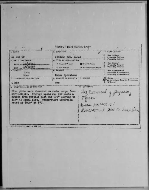 First page of 1952.12 - 9170505 - ITAZUKE AFB, JAPAN