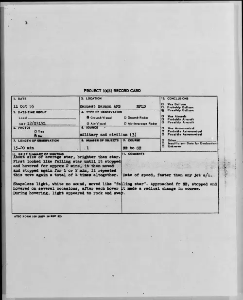 First page of 1955.10 - 7339635 - Earnest Harmon AFB NFLD