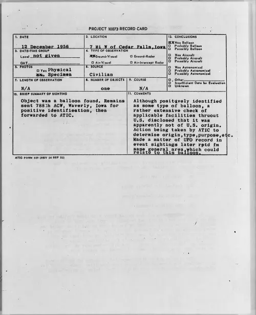 First page of 1956.12 - 6786064 - 7 Mi W of Cedar Falls, Iowa