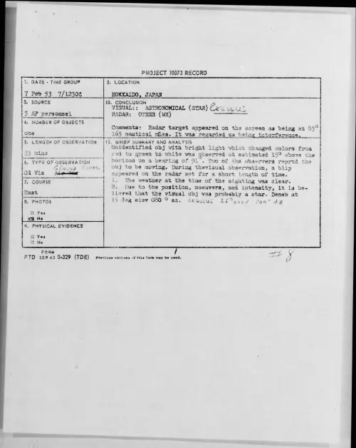 First page of 1953.02 - 9551219 - HOKKAIDO, JAPAN