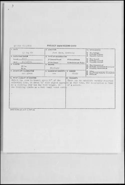First page of 1960.09 - 8229819 - Fort Knox, Kentucky