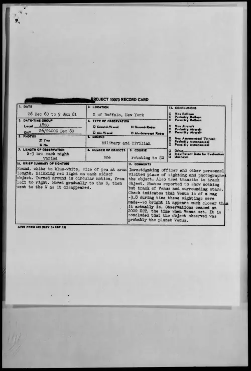 First page of 1960.12 - 8611558 - E of Buffalo, New York