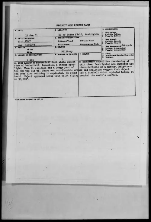 First page of 1961.01 - 8628135 - SE of Paine Field, Washington