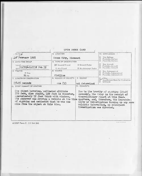 First page of 1955.02 - 6969073 - Green City, Missouri