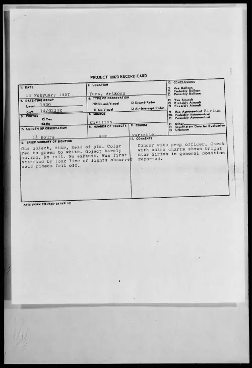 First page of 1957.02 - 6786790 - Yuma, Arizona