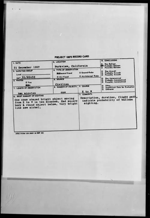 First page of 1957.12 - 6971479 - Parkview, California