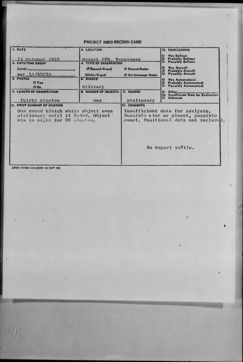 First page of 1957.10 - 6972272 - Sewart AFB, Tennessee