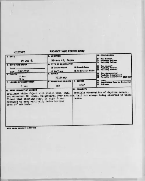 First page of 1960.07 - 7817476 - Misawa AB, Japan