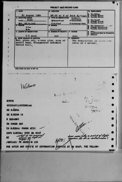 First page of 1958.08 - 8865309 - 26-30 Mi N Of Rock Springs Wyoming