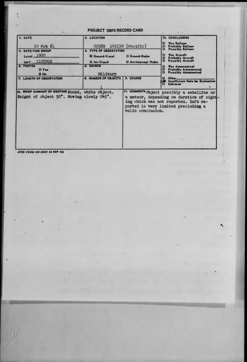 First page of 1961.02 - 8634114 - 0936N 14515W (Pacific)