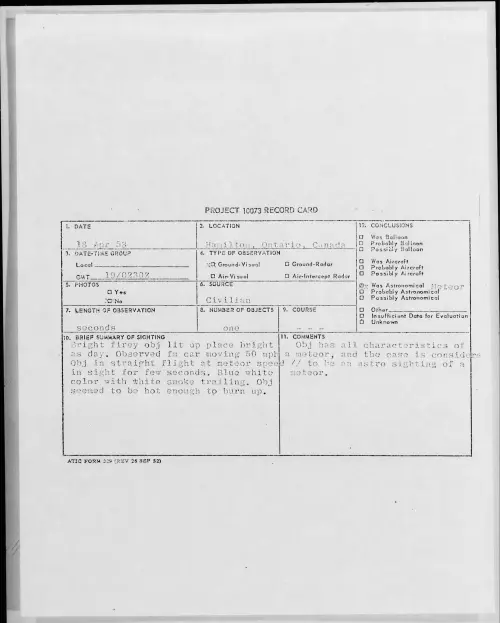 First page of 1958.04 - 6968127 - Hamilton, Ontario, Canada