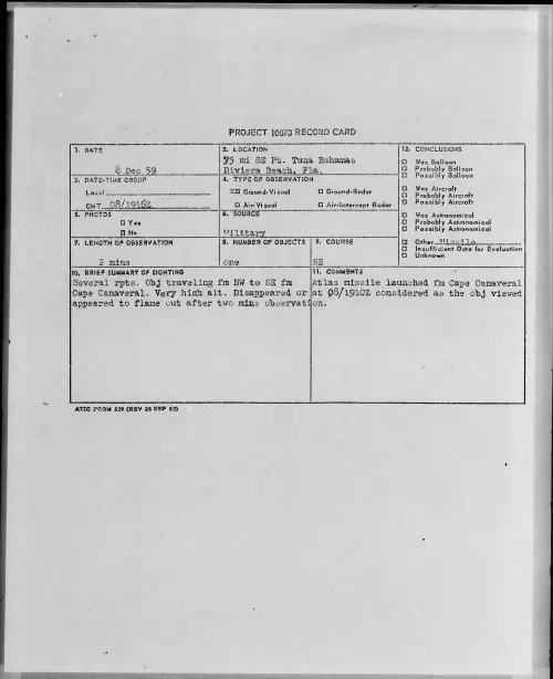 First page of 1959.12 - 6966983 - 75 Mi SE Pt. Tuna Bahamas Riviera Beach, Fla